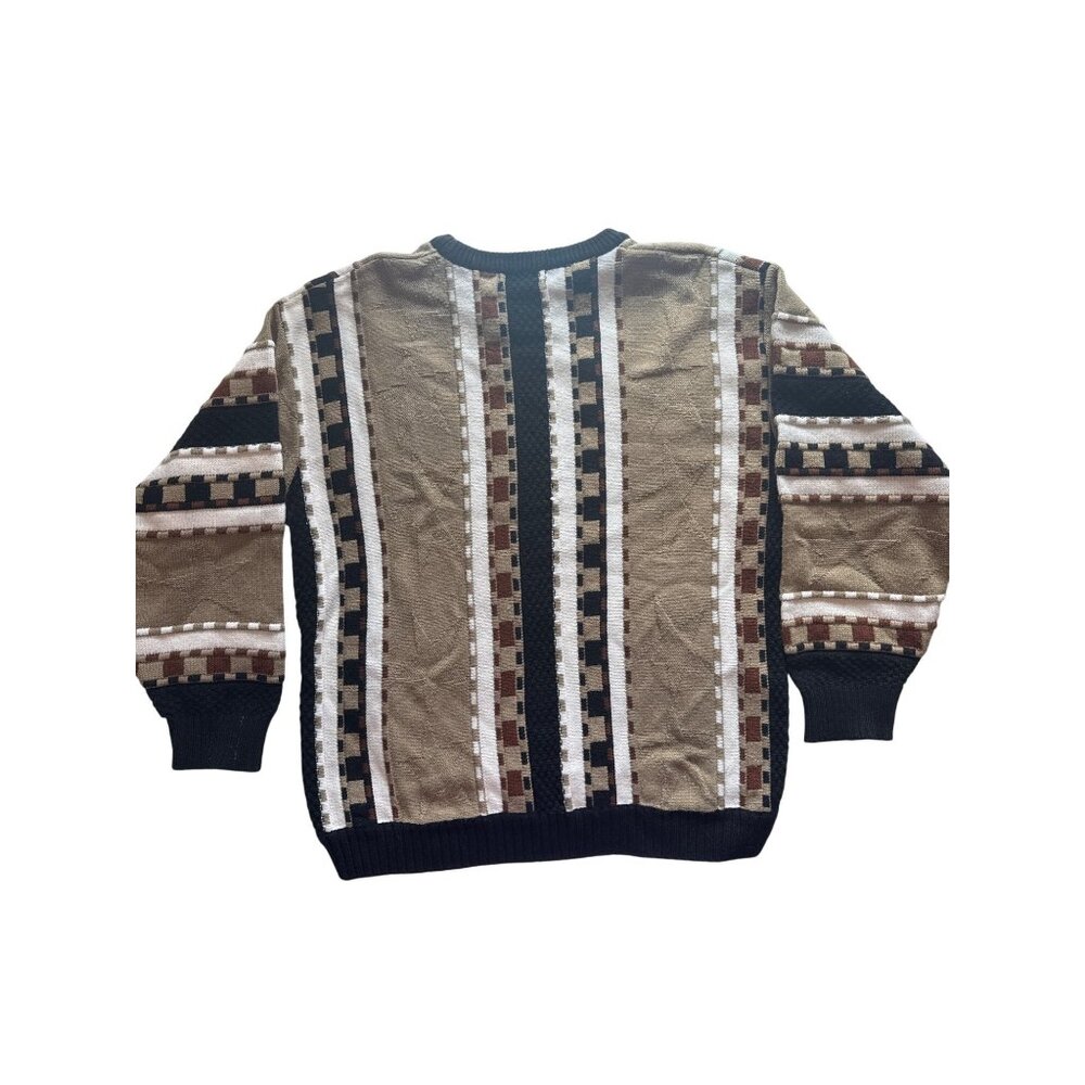 Vintage Bachrach Mens L Sweater 90s Geometric Knit Grandpacore Retro Pullover - Picture 2 of 7